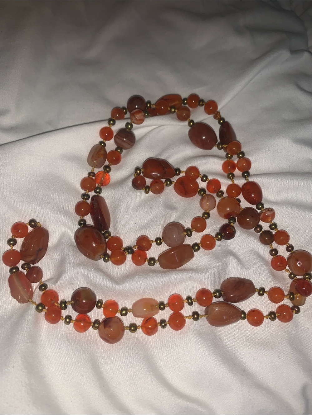Vintage carnelian Agate stone necklace 21”